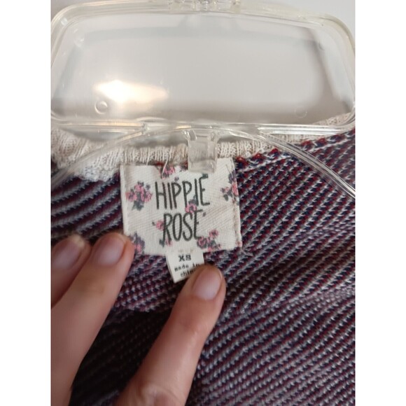 Hippie Rose Aztec Cardigan Sweater Open Front Sz XS Style PF624262 - Picture 2 of 5